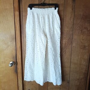 Jodifl Women's White Beige Eyelet Pants Size S New